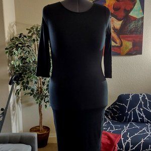 JustFab Classic Black Boatneck Midi Dress